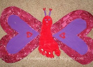Heart-Shaped Footprint Butterfly Craft For Valentine's Day