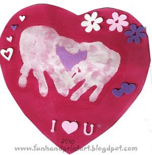 heart shaped handprint Valentine
