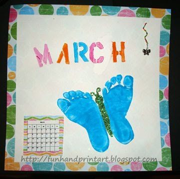 Beautiful Footprint Butterfly Craft - March Handprint Calendar Idea