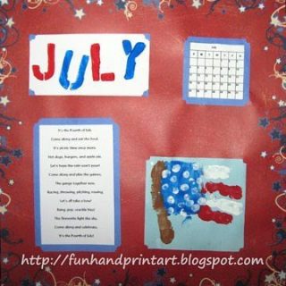 Handprint American Flag Calendar Idea with Poem
