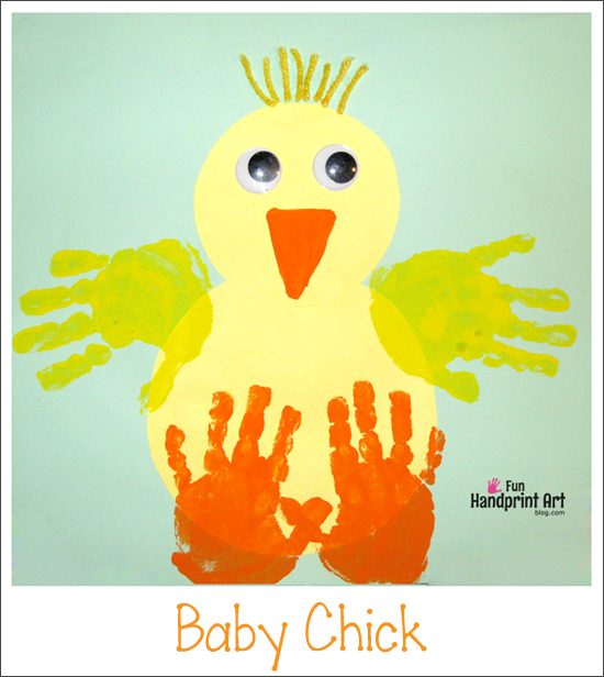 Kids Easter Craft Handprint Baby Chick