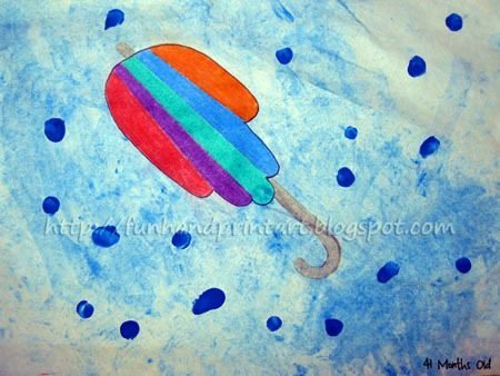 Handprint Umbrella Water Color Resist Art