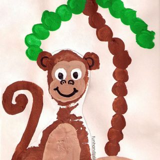 Adorable Footprint Monkey Craft with a Fingerprint Palm Tree