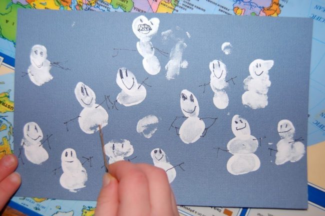 Easy Snowman Art Project for All Ages - make arms and faces