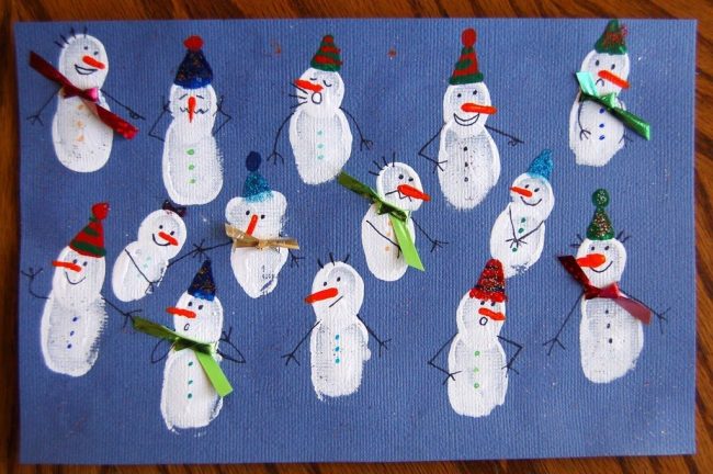 Adorable Fingerprint Snowman Collage Craft