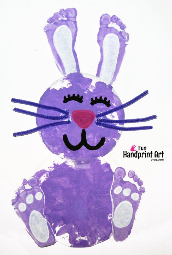 Paper Plate Bunny Footprint Craft for Easter