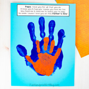 Father’s Day Poem and Craft with blue and orange handprints