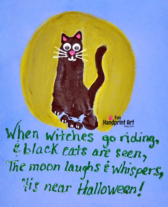 Footprint Black Cat Craft & Cute Halloween Poem