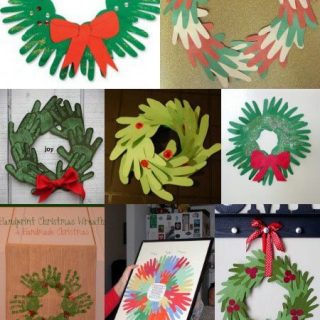 Collection of festive Handprint Wreath Craft Ideas to make with kids for Christmas