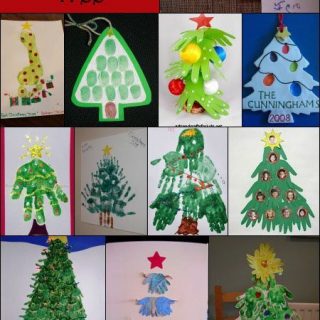 Handprint, Footprint, & FIngerprint Christmas Tree Crafts for Kids