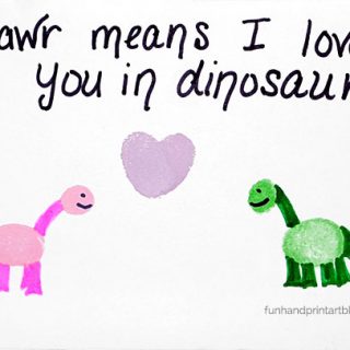 Thumbprint Dinosaur Valentine's Day Card Craft
