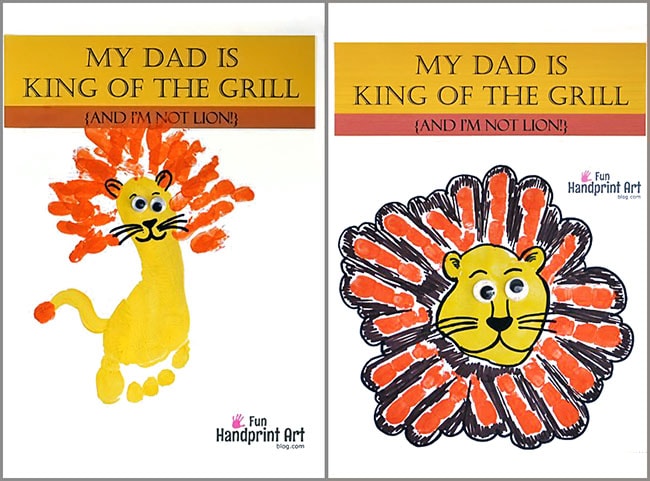 Father's Day Printable - Footprint or Handprint Lion Craft