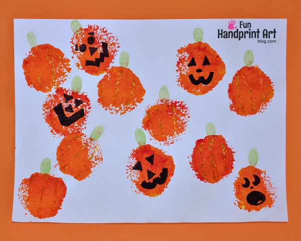 Fingerprint Art: Stamped Pumpkin Patch Craft for Kids