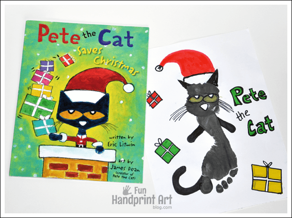 Pete the Cat Saves Christmas Footprint Craft