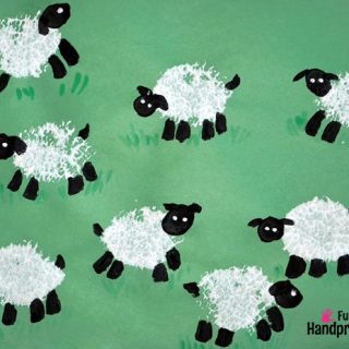 Fingerprint and Loofah Stamped Sheep Craft