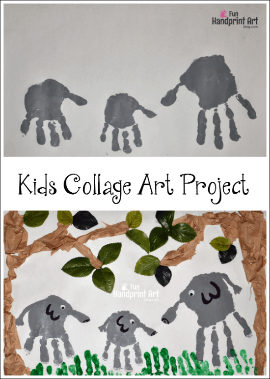 Kids Collage Art: Handprint Elephant Jungle Craft - Fun Handprint Art