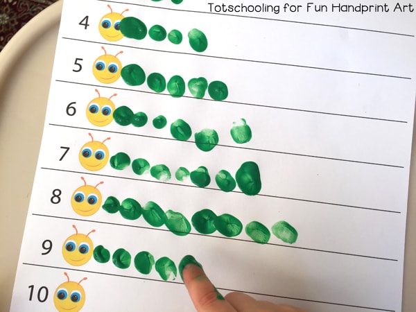Fingerprint Caterpillar Counting Activity | Preschool Math