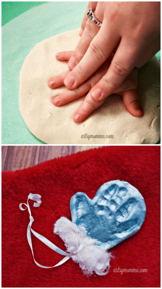 Simple Salt Dough Mitten Handprint Ornament Craft