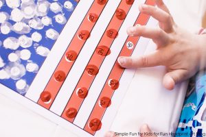 Practice counting up to 50 and 1:1 correspondence with this fun American Flag Fingerprint Counting printable! Perfect for preschoolers and kindergartners and a Memorial Day or 4th of July theme!