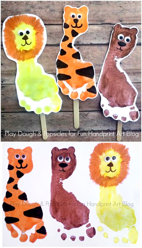 How to make Lion, Tiger, & Bear Wizard of of Puppets using Footprints!