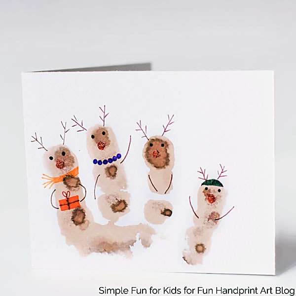 Reindeer FIngerprints - Christmas Card Craft Idea for Kids