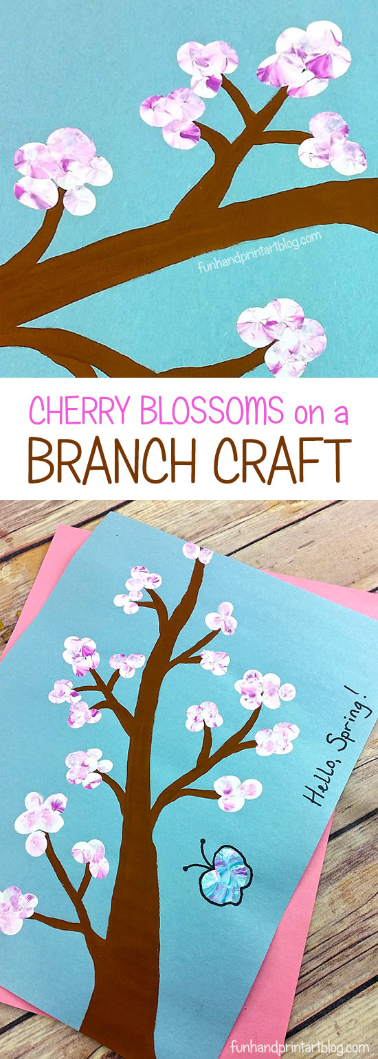 Spring Kids Craft: Make Fingerprint Cherry Blossoms on a Branch