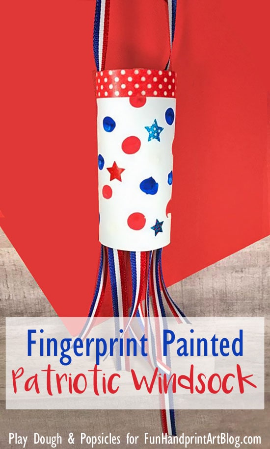 Fingerprint Painted Patriotic Windsock Craft For Kids
