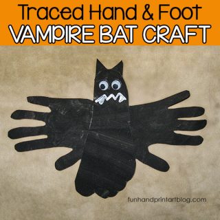 Traced Hand & Foot Vampire Bat Craft for Halloween