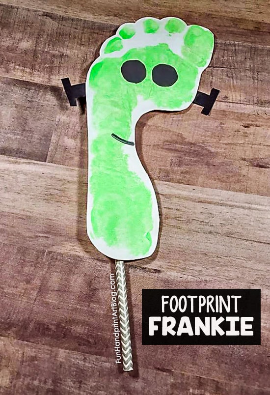 Frankenstein Footprint Halloween Stick Puppet 