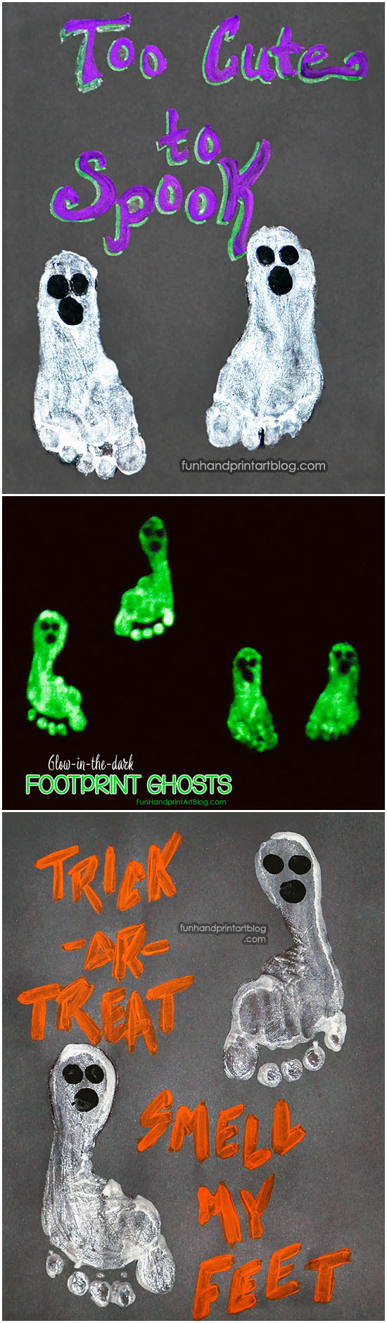 Glow-in-the-dark Ghost Footprints to make for Halloween