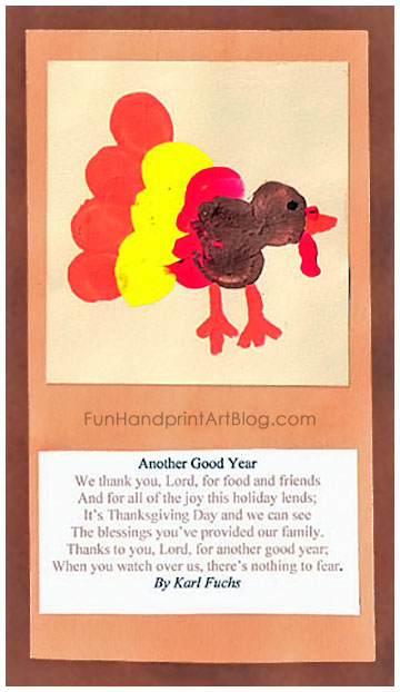 Thanksgiving Prayer Card & Thumbprint Turkey Craft
