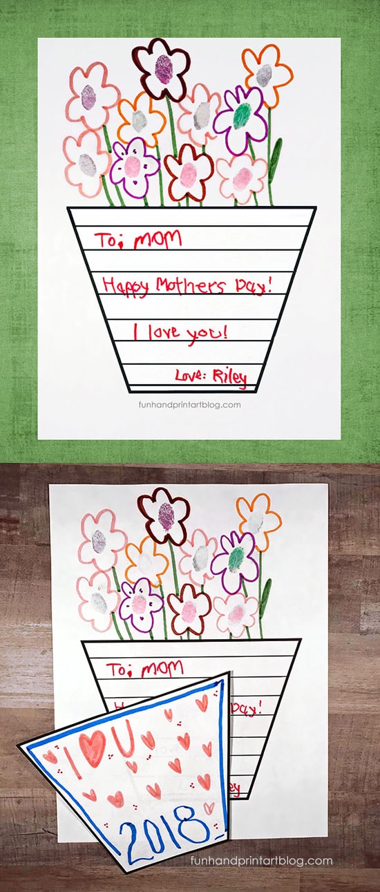 Printable Mother's Day Vase Template & Card Idea with Drawing and Writing Prompt