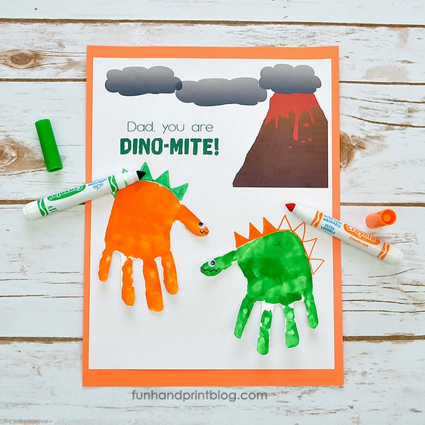 How to make Dinosaur Handprints for Father's Day Card