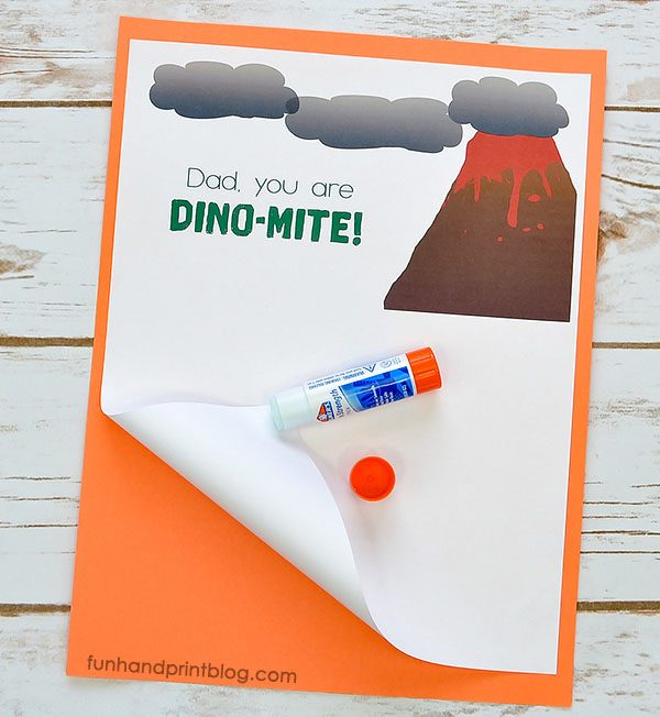 Free Printable Volcano Background Template for Dinosaur Card