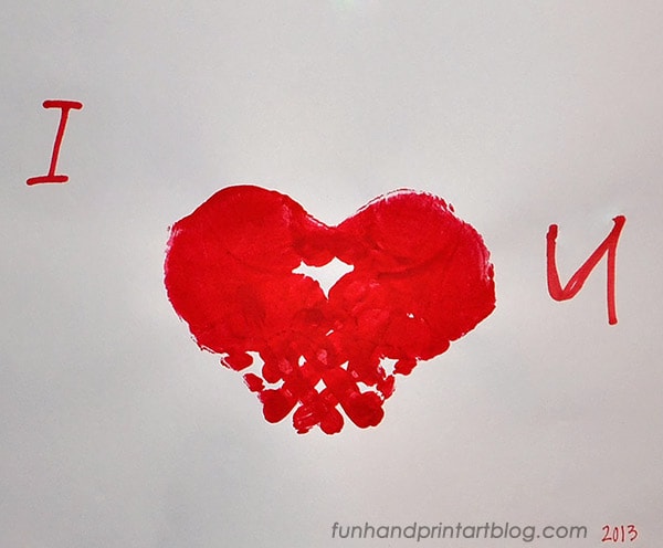 Hand Print Heart I Love You Valentine