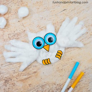 Handprint Snowy Owl Craft With Printable