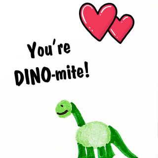 Fingerprint Dinosaur Card - You're DINO-MITE! Saying