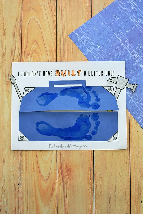 How to Make a Tool Box Father's Day Card with Footprints