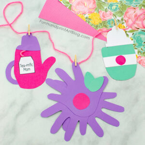 Mother’s Day Handprint Tea Pot, Flower, and To Go Coffee Cup Banner