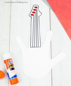 Paper Guitar Craft made with traced handprint