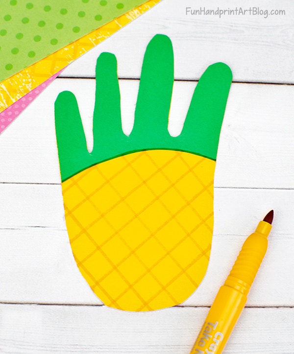 lines of pineapple shaped handprint